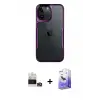 ieg™ iPhone 14 Pro Max Kılıf Akış Çizgi Koleksiyonu - Siyah Bilvis 5in1 5D Magic Hayalet Cam Ekran Koruyucu + Bilvis Titan Kamera Lens - GD