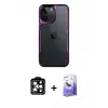 ieg™ iPhone 14 Pro Max Kılıf Akış Çizgi Koleksiyonu - Siyah Bilvis 5in1 5D Magic Hayalet Cam Ekran Koruyucu + PVD Metal Kamera Lens - TU