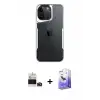 ieg™ iPhone 14 Pro Max Kılıf Akış Çizgi Koleksiyonu - Siyah Bilvis 5in1 5D Magic Hayalet Cam Ekran Koruyucu + Bilvis Titan Kamera Lens - DNMR