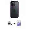 ieg™ iPhone 14 Pro Max Kılıf Akış Çizgi Koleksiyonu - Siyah Bilvis 5in1 5D Magic Hayalet Cam Ekran Koruyucu + Bilvis Titan Kamera Lens - SH