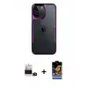 ieg™ iPhone 14 Pro Max Kılıf Akış Çizgi Koleksiyonu - Siyah Buffer Hayalet Cam Ekran Koruyucu + Bilvis Titan Kamera Lens - DNMR