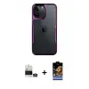 ieg™ iPhone 14 Pro Max Kılıf Akış Çizgi Koleksiyonu - Siyah Buffer Hayalet Cam Ekran Koruyucu + Bilvis Titan Kamera Lens - GD