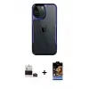 ieg™ iPhone 14 Pro Max Kılıf Akış Çizgi Koleksiyonu - Siyah Buffer Hayalet Cam Ekran Koruyucu + Bilvis Titan Kamera Lens - DNMR