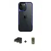 ieg™ iPhone 14 Pro Max Kılıf Akış Çizgi Koleksiyonu - Siyah Joko Magic 5D Hayalet Cam + Raze Metal Kamera Lens - GD