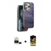 ieg™ iPhone 14 Pro Max Kılıf Atlas Minimal Özel Seri - Siyah Buffer Cam Ekran Koruyucu + Bilvis Titan Kamera Lens - SH