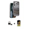 ieg™ iPhone 14 Pro Max Kılıf Atlas Minimal Özel Seri - Siyah Buffer Cam Ekran Koruyucu + Bilvis Titan Kamera Lens - GD