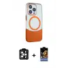 ieg™ iPhone 14 Pro Max Kılıf Çekirdek Asil Özel Seri - Siyah Buffer Hayalet Cam Ekran Koruyucu + PVD Metal Kamera Lens - TU