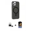 ieg™ iPhone 14 Pro Max Kılıf Çekirdek Modern Prime - Siyah Buffer Hayalet Cam Ekran Koruyucu + Bilvis Titan Kamera Lens - GD