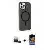 ieg™ iPhone 14 Pro Max Kılıf Çekirdek Modern Prime - Siyah Buffer Hayalet Cam Ekran Koruyucu + Bilvis Titan Kamera Lens - SH