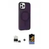 ieg™ iPhone 14 Pro Max Kılıf Çekirdek Modern Prime - Siyah Buffer Hayalet Cam Ekran Koruyucu + Bilvis Titan Kamera Lens - GD