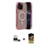 ieg™ iPhone 14 Pro Max Kılıf Eksen Çizgi - Siyah Buffer Cam Ekran Koruyucu + Bilvis Titan Kamera Lens - SH