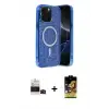 ieg™ iPhone 14 Pro Max Kılıf Eksen Çizgi - Siyah Buffer Cam Ekran Koruyucu + Bilvis Titan Kamera Lens - SH