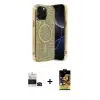 ieg™ iPhone 14 Pro Max Kılıf Eksen Çizgi - Siyah Buffer Cam Ekran Koruyucu + Bilvis Titan Kamera Lens - SH