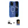 ieg™ iPhone 14 Pro Max Kılıf Eksen Çizgi - Siyah Buffer Hayalet Cam Ekran Koruyucu + Bilvis Titan Kamera Lens - GD