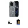 ieg™ iPhone 14 Pro Max Kılıf Eksen Çizgi - Siyah Buffer Hayalet Cam Ekran Koruyucu + Bilvis Titan Kamera Lens - GS