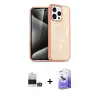 ieg™ iPhone 14 Pro Max Kılıf Eksen Doku Koleksiyonu - Siyah Bilvis 5in1 5D Magic Hayalet Cam Ekran Koruyucu + Bilvis Titan Kamera Lens - GS