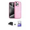 ieg™ iPhone 14 Pro Max Kılıf Eksen Doku Koleksiyonu - Siyah Bilvis 5in1 5D Magic Hayalet Cam Ekran Koruyucu + Raze Metal Kamera Lens - GS