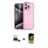 ieg™ iPhone 14 Pro Max Kılıf Eksen Doku Koleksiyonu - Siyah Buffer Cam Ekran Koruyucu + Bilvis Titan Kamera Lens - GS