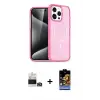 ieg™ iPhone 14 Pro Max Kılıf Eksen Doku Koleksiyonu - Siyah Buffer Hayalet Cam Ekran Koruyucu + Bilvis Titan Kamera Lens - GD