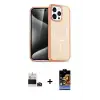 ieg™ iPhone 14 Pro Max Kılıf Eksen Doku Koleksiyonu - Siyah Buffer Hayalet Cam Ekran Koruyucu + Bilvis Titan Kamera Lens - DNMR