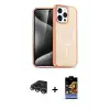 ieg™ iPhone 14 Pro Max Kılıf Eksen Doku Koleksiyonu - Siyah Buffer Hayalet Cam Ekran Koruyucu + Raze Metal Kamera Lens - GS