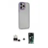 ieg™ iPhone 14 Pro Max Kılıf Eksen Doku Prime - Şeffaf 360 Full Body Arka Koruyucu + Bilvis Titan Kamera Lens - SH