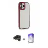 ieg™ iPhone 14 Pro Max Kılıf Eksen Doku Prime - Siyah Bilvis 5in1 3D Magic Cam Ekran Koruyucu + Raze Metal Kamera Lens - GD