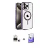 ieg™ iPhone 14 Pro Max Kılıf Eksen Form Koleksiyonu - Siyah Bilvis 5in1 5D Magic Hayalet Cam Ekran Koruyucu + Bilvis Titan Kamera Lens - GS
