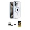 ieg™ iPhone 14 Pro Max Kılıf Eksen Form Koleksiyonu - Siyah Buffer Cam Ekran Koruyucu + Bilvis Titan Kamera Lens - GS