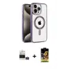ieg™ iPhone 14 Pro Max Kılıf Eksen Form Koleksiyonu - Siyah Buffer Cam Ekran Koruyucu + Bilvis Titan Kamera Lens - GS