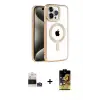 ieg™ iPhone 14 Pro Max Kılıf Eksen Form Koleksiyonu - Siyah Buffer Cam Ekran Koruyucu + Bilvis Titan Kamera Lens - GS