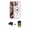 ieg™ iPhone 14 Pro Max Kılıf Eksen Form Koleksiyonu - Siyah Buffer Cam Ekran Koruyucu + Raze Metal Kamera Lens - GS