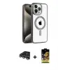 ieg™ iPhone 14 Pro Max Kılıf Eksen Form Koleksiyonu - Siyah Buffer Cam Ekran Koruyucu + Raze Metal Kamera Lens - GS
