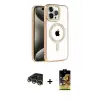 ieg™ iPhone 14 Pro Max Kılıf Eksen Form Koleksiyonu - Siyah Buffer Cam Ekran Koruyucu + Raze Metal Kamera Lens - GD