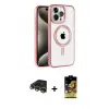 ieg™ iPhone 14 Pro Max Kılıf Eksen Form Koleksiyonu - Siyah Buffer Cam Ekran Koruyucu + Raze Metal Kamera Lens - GD