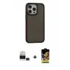 ieg™ iPhone 14 Pro Max Kılıf Eksen Işık - Siyah Buffer Cam Ekran Koruyucu + Bilvis Titan Kamera Lens - DNMR