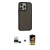 ieg™ iPhone 14 Pro Max Kılıf Eksen Işık - Siyah Buffer Cam Ekran Koruyucu + Bilvis Titan Kamera Lens - SH