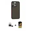 ieg™ iPhone 14 Pro Max Kılıf Eksen Işık - Siyah Buffer Cam Ekran Koruyucu + Bilvis Titan Kamera Lens - SH