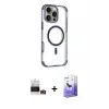 ieg™ iPhone 14 Pro Max Kılıf Eksen Klasik Koleksiyonu - Siyah Bilvis 5in1 5D Magic Hayalet Cam Ekran Koruyucu + Bilvis Titan Kamera Lens - GD