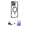 ieg™ iPhone 14 Pro Max Kılıf Eksen Klasik Koleksiyonu - Siyah Bilvis 5in1 5D Magic Hayalet Cam Ekran Koruyucu + Bilvis Titan Kamera Lens - SH