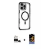 ieg™ iPhone 14 Pro Max Kılıf Eksen Klasik Koleksiyonu - Siyah Buffer Hayalet Cam Ekran Koruyucu + Bilvis Titan Kamera Lens - SH