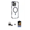 ieg™ iPhone 14 Pro Max Kılıf Eksen Klasik Koleksiyonu - Siyah Buffer Hayalet Cam Ekran Koruyucu + Bilvis Titan Kamera Lens - SH