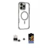 ieg™ iPhone 14 Pro Max Kılıf Eksen Klasik Koleksiyonu - Siyah Buffer Hayalet Cam Ekran Koruyucu + Bilvis Titan Kamera Lens - GS