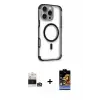 ieg™ iPhone 14 Pro Max Kılıf Eksen Klasik Koleksiyonu - Siyah Buffer Hayalet Cam Ekran Koruyucu + Bilvis Titan Kamera Lens - GS