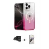 ieg™ iPhone 14 Pro Max Kılıf Eksen Minimal Özel Seri - Siyah Bilvis 3D Mat Cam Ekran Koruyucu + Raze Metal Kamera Lens - GS