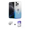ieg™ iPhone 14 Pro Max Kılıf Eksen Minimal Özel Seri - Siyah Bilvis 5in1 3D Magic Cam Ekran Koruyucu + Band Metal Kamera Lens - GD