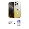 ieg™ iPhone 14 Pro Max Kılıf Eksen Minimal Özel Seri - Siyah Bilvis 5in1 3D Magic Cam Ekran Koruyucu + Band Metal Kamera Lens - GD