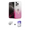 ieg™ iPhone 14 Pro Max Kılıf Eksen Minimal Özel Seri - Siyah Bilvis 5in1 3D Magic Cam Ekran Koruyucu + Band Metal Kamera Lens - GD