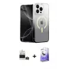 ieg™ iPhone 14 Pro Max Kılıf Eksen Minimal Özel Seri - Siyah Bilvis 5in1 5D Magic Hayalet Cam Ekran Koruyucu + Bilvis Titan Kamera Lens - GD