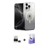 ieg™ iPhone 14 Pro Max Kılıf Eksen Minimal Özel Seri - Siyah Bilvis 5in1 5D Magic Hayalet Cam Ekran Koruyucu + Bilvis Titan Kamera Lens - DNMR